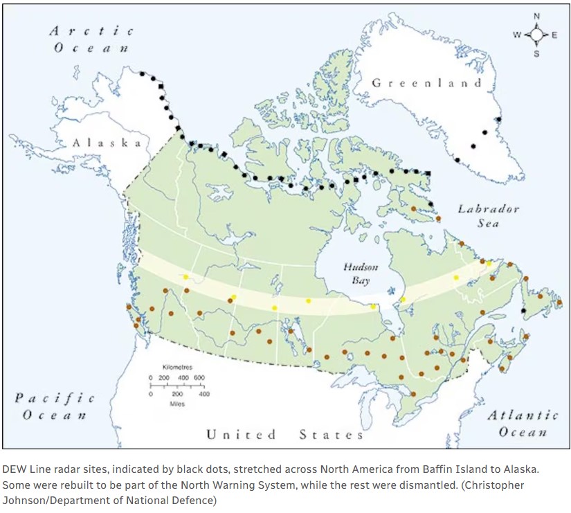 diagram showing DEW Line radar sites