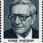 vintage Soviet postage stamp featuring Kim Philby