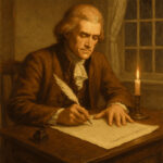 Thomas Jefferson writing the Declaration of Independence
