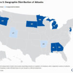 This map from the Center for Strategic and International Studies (CSIS) illustrates the geographic distribution of cyberattacks targeting U.S. water and wastewater